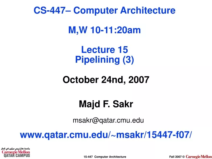 cs 447 computer architecture m w 10 11 20am