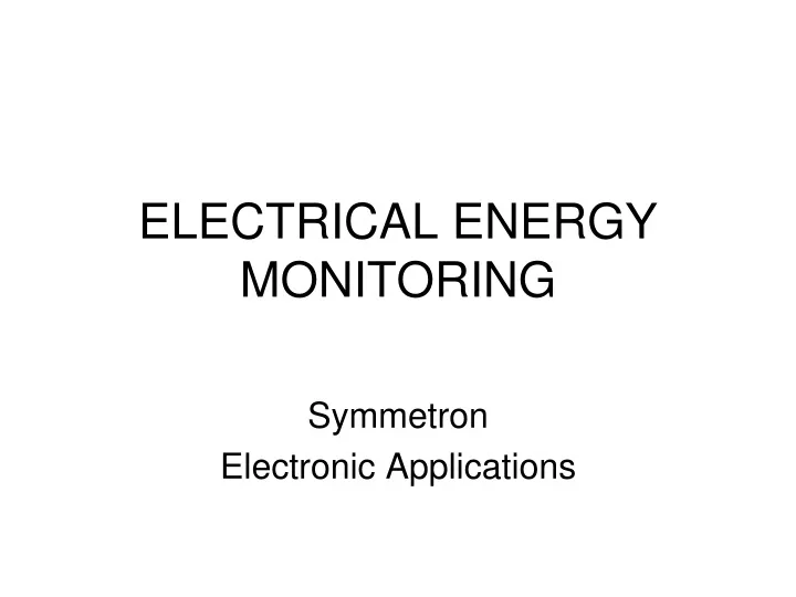 electrical energy monitoring