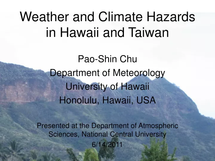weather and climate hazards in hawaii and taiwan