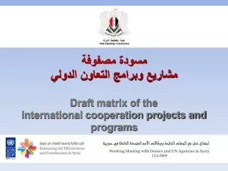 مسودة مصفوفة  مشاريع وبرامج التعاون الدولي Draft matrix of the