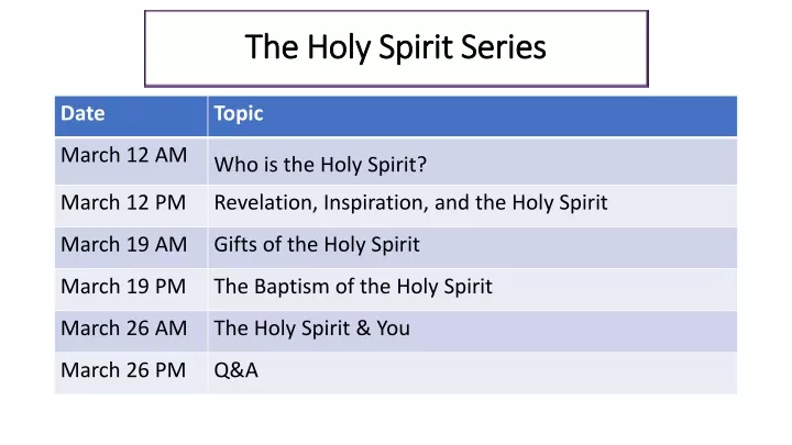 the holy spirit series