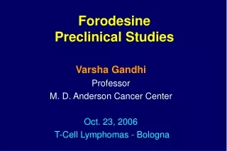 Forodesine  Preclinical Studies