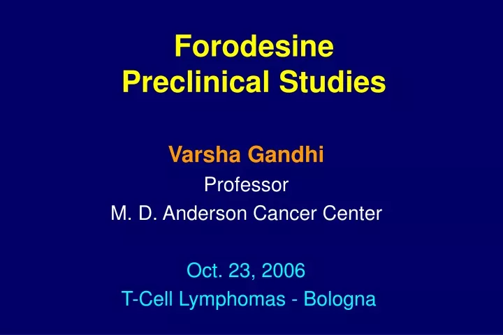 forodesine preclinical studies