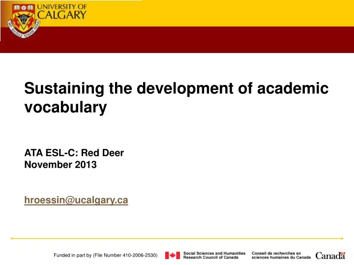 sustaining the development of academic vocabulary