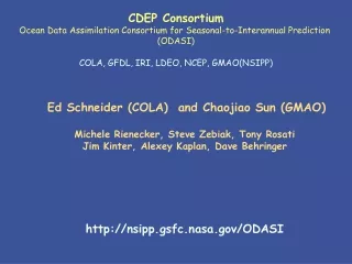 CDEP Consortium Ocean Data Assimilation Consortium for Seasonal-to-Interannual Prediction  (ODASI)