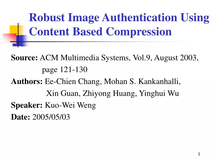 robust image authentication using content based