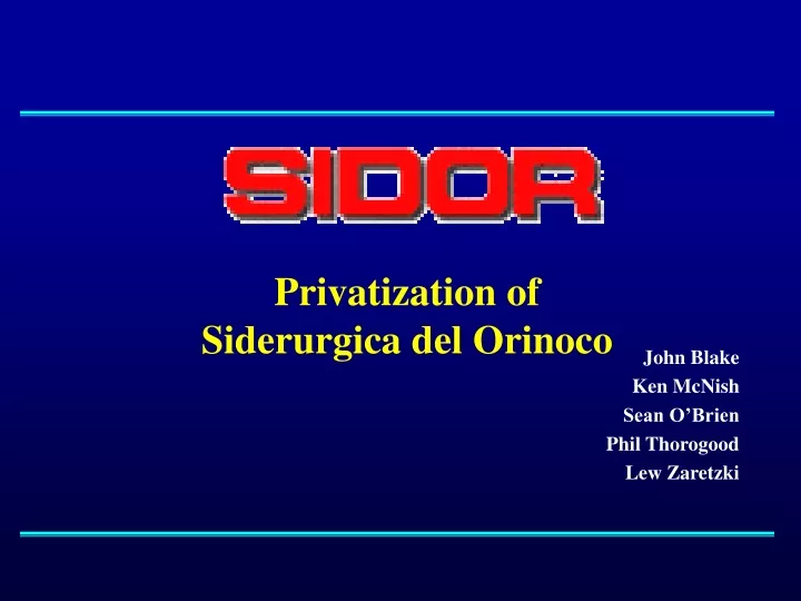 privatization of siderurgica del orinoco