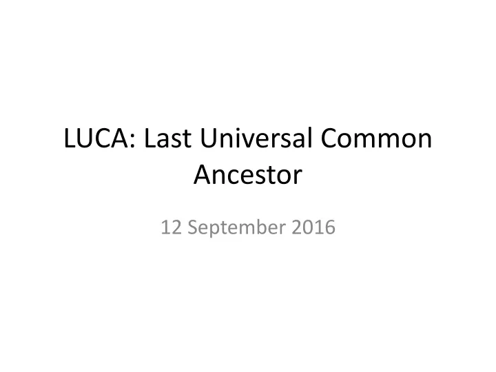 luca last universal common ancestor