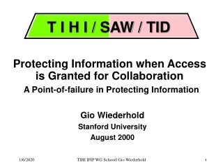 Gio Wiederhold Stanford University  August 2000