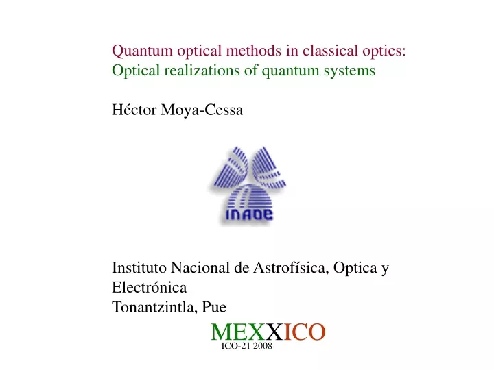 quantum optical methods in classical optics