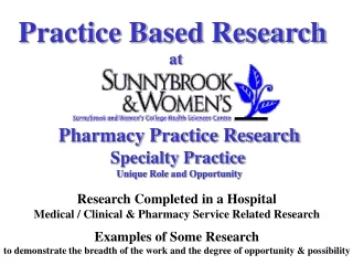 Practice Based Research at