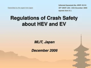Regulations of Crash Safety about HEV and EV