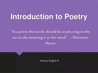 Introduction to  Poetry