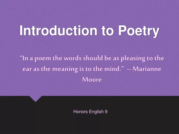 introduction to poetry