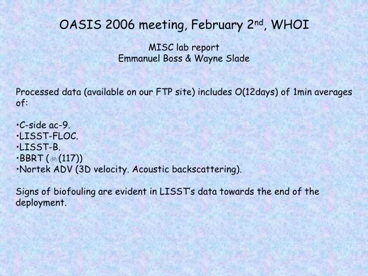 oasis 2006 meeting february 2 nd whoi