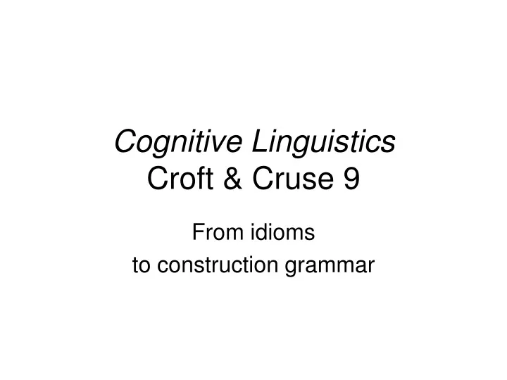cognitive linguistics croft cruse 9