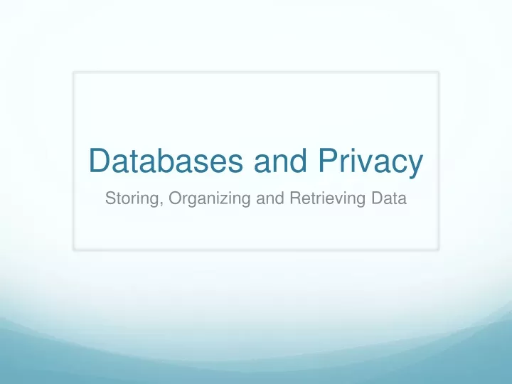 databases and privacy
