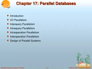 Chapter 17: Parallel Databases