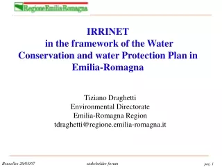 IRRINET  in the framework of the Water Conservation and water Protection Plan in Emilia-Romagna