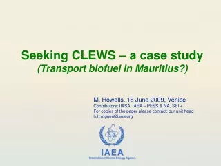 Seeking CLEWS – a case study (Transport biofuel in Mauritius?)