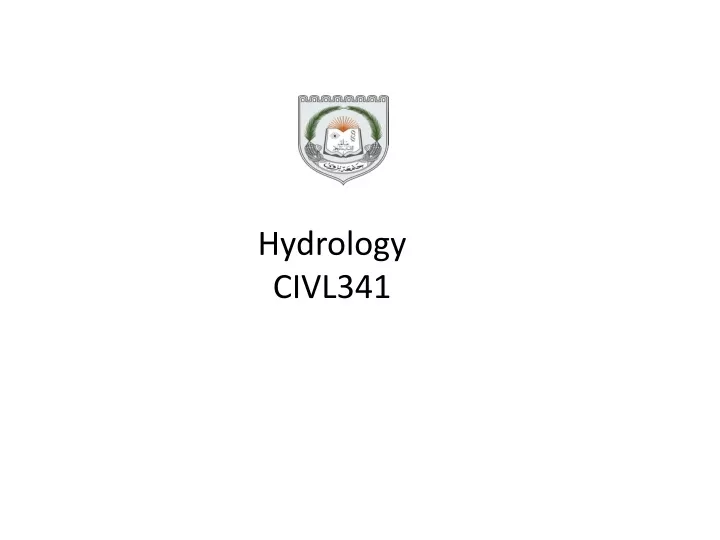 hydrology civl341