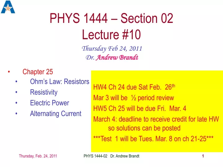 phys 1444 section 02 lecture 10