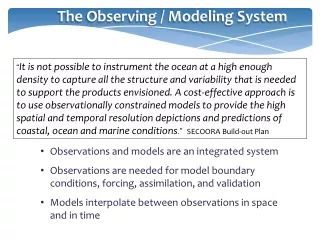 The Observing / Modeling System
