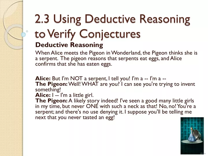 2 3 using deductive reasoning to verify conjectures