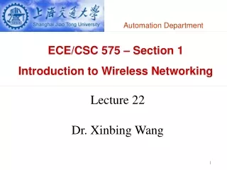 ECE/CSC 575 – Section 1 Introduction to Wireless Networking