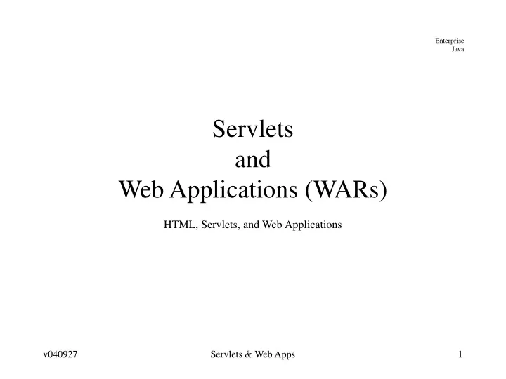 servlets and web applications wars