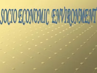SOCIO ECONOMIC  ENVIRONMENT