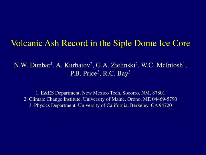 volcanic ash record in the siple dome ice core