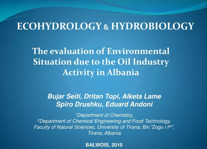 ecohydrology hydrobiology