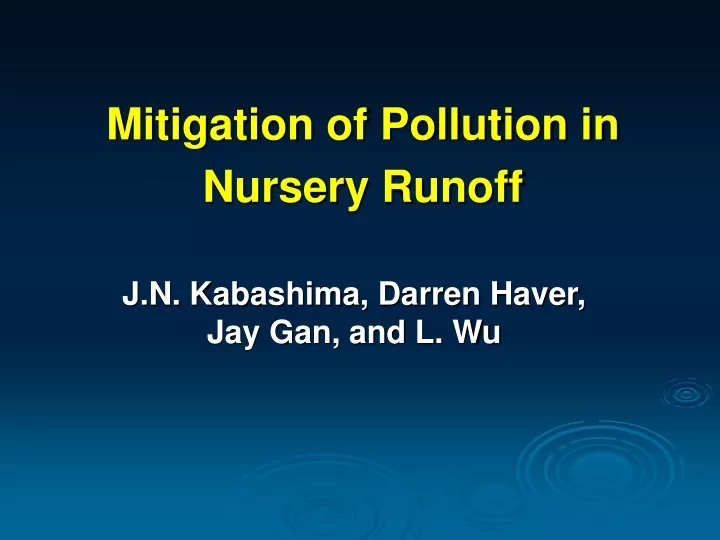 mitigation of pollution in nursery runoff