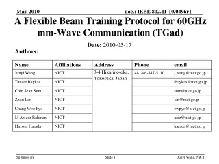 A Flexible Beam Training Protocol for 60GHz  mm-Wave Communication (TGad)