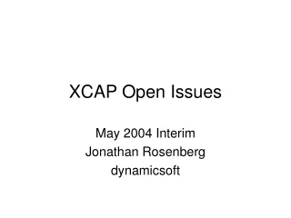 XCAP Open Issues