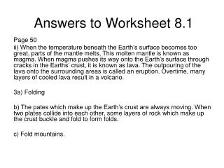 Answers to Worksheet 8.1