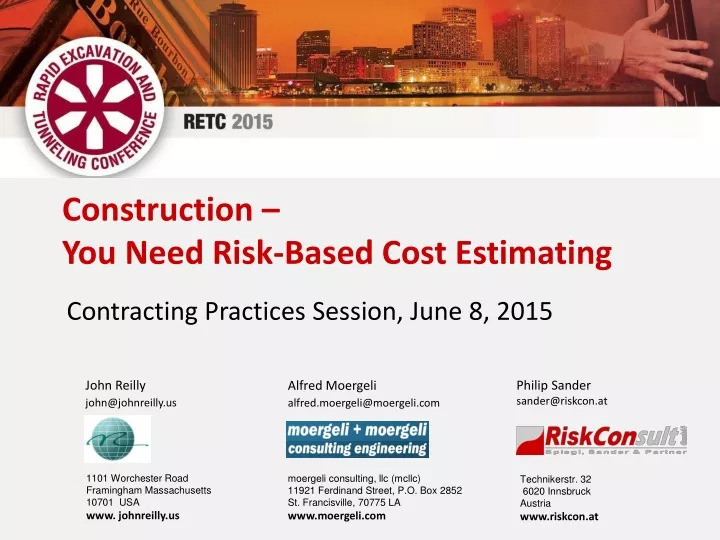 construction you need risk based cost estimating