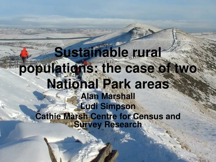 sustainable rural populations the case of two national park areas