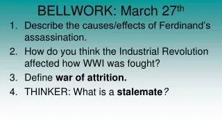 BELLWORK: March 27 th
