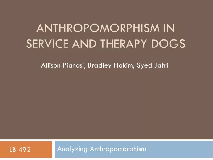 anthropomorphism in service and therapy dogs
