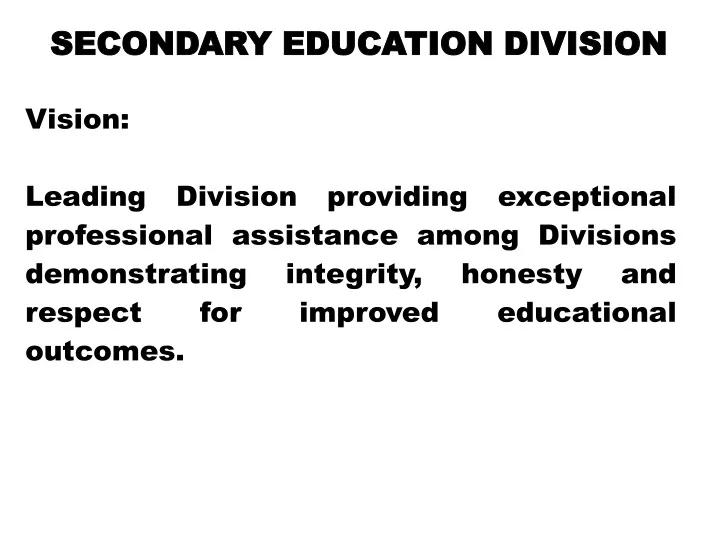 secondary education division
