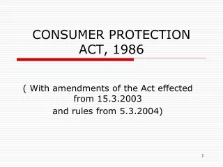 CONSUMER PROTECTION ACT, 1986