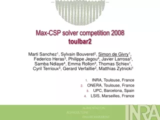 Max-CSP solver competition 2008 toulbar2