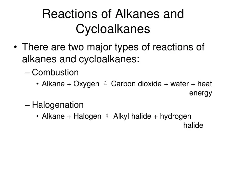 reactions of alkanes and cycloalkanes