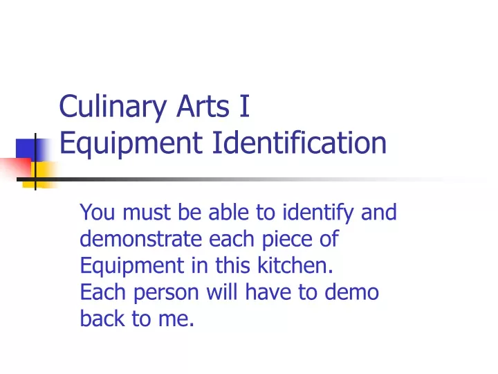 culinary arts i equipment identification