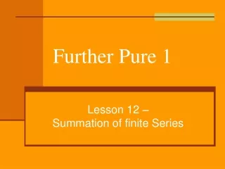 Further Pure 1