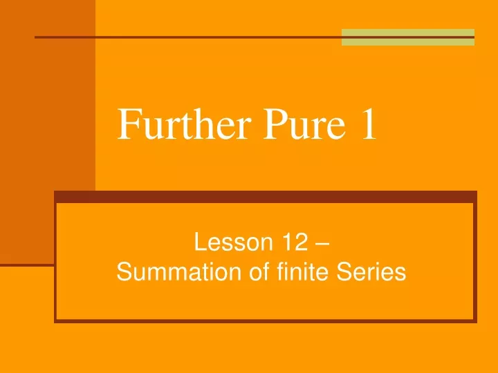 further pure 1