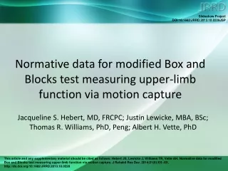 Normative data for modified Box and Blocks test measuring upper-limb function via motion capture