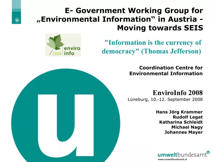 e government working group for environmental information in austria moving towards seis